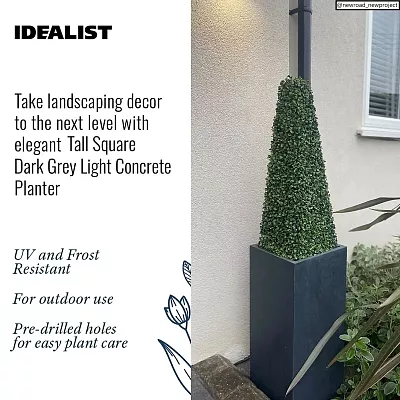 IDEALIST Lite Tall Square Contemporary Light Concrete Planter
