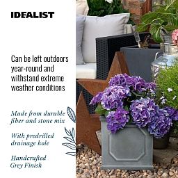 IDEALIST Lite Faux Lead Chelsea Box Square Light Concrete Planter