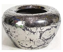 Luxury Ancient Chrome Bowl Polystone Indoor Planter