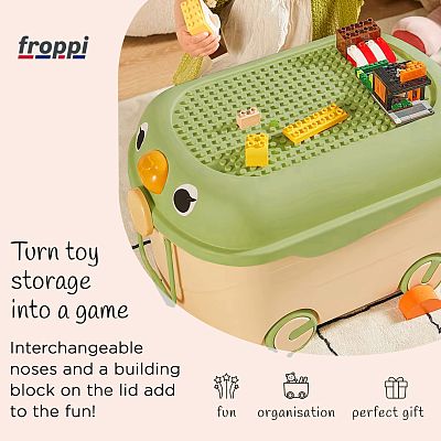Toy Box for Toy Storage on Wheels with Lid by Froppi