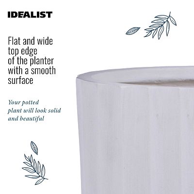 IDEALIST Lite Modern Ribbed Cylinder Planter on Legs, Round Pot Plant Stand Indoor