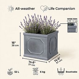 IDEALIST Lite Faux Lead Chelsea Box Square Light Concrete Planter