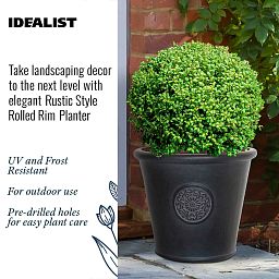 IDEALIST Lite Rustic Style Rolled Rim Wide Vase Outdoor Planter