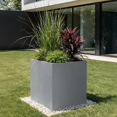 IDEALIST Lite Square Box Contemporary Light Concrete Planter