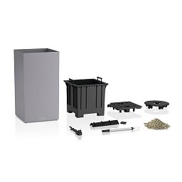 LECHUZA CANTO Stone High LED Square Tall Poly Resin Self-watering Planter