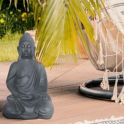 IDEALIST Lite Sitting in Meditation Buddha Grey Indoor and Outdoor Statue L35.5 W26.5 H50.5 cm