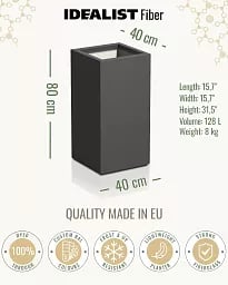 PURE High Cube Outdoor Fiberglass Planter