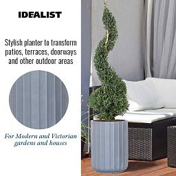 IDEALIST Lite Modern Ribbed Cylinder Round Outdoor Planter