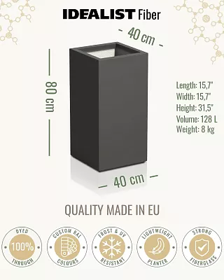 PURE High Cube Outdoor Fiberglass Planter