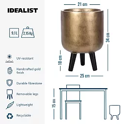 IDEALIST Lite Round Planter on Legs, Round Pot Plant Stand Indoor