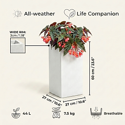 IDEALIST Lite Tall Square Contemporary Light Concrete Planter
