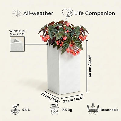 IDEALIST Lite Tall Square Contemporary Light Concrete Planter