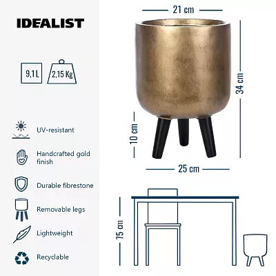 IDEALIST Lite Round Planter on Legs, Round Pot Plant Stand Indoor
