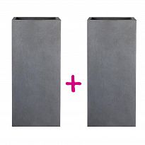 Set of two IDEALIST Lite Tall Square Faux Lead Dark Grey Light Concret...