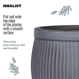 IDEALIST Lite Vertical Ribbed Vintage Style Barrel Round Planter