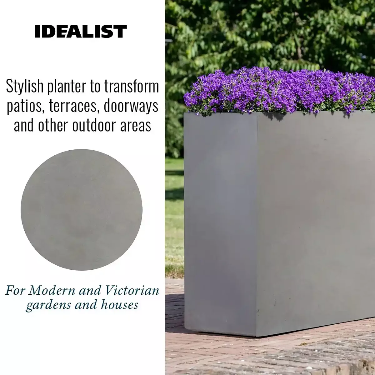 IDEALIST Lite Contemporary Light Concrete Trough Planter