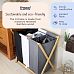 Froppi Collapsible Laundry Basket with Bamboo Frame Large Washing Hamper with 3 Compartments
