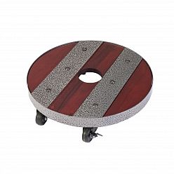 Round Heavy Weight Wood Plant Caddy on Wheels
