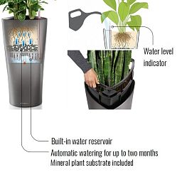 LECHUZA Delta Round Tall Poly Resin Self-watering Planter