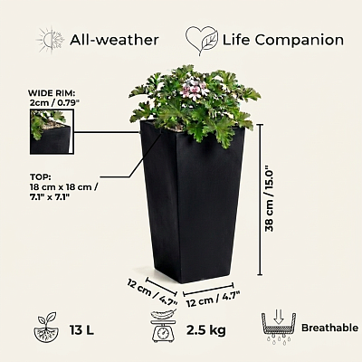 IDEALIST Lite Tall Tapered Contemporary Light Concrete Planter