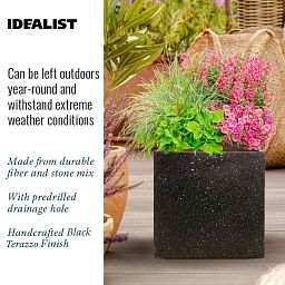 IDEALIST Lite Square Box Contemporary Marble Light Concrete Planter