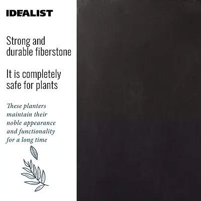 Set of 2 IDEALIST Lite Trough Garden Planters, Light Concrete Outdoor Large Plant Pots