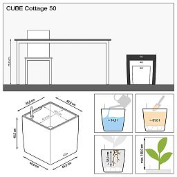 LECHUZA CUBE Cottage Square Poly Resin Self-watering Planter