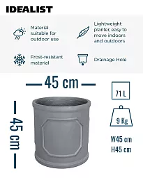 IDEALIST Chelsea Light Concrete Cylinder Garden Planter