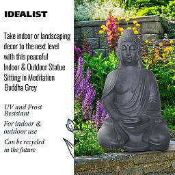 IDEALIST Lite Sitting in Meditation Buddha Grey Indoor and Outdoor Statue L35.5 W26.5 H50.5 cm