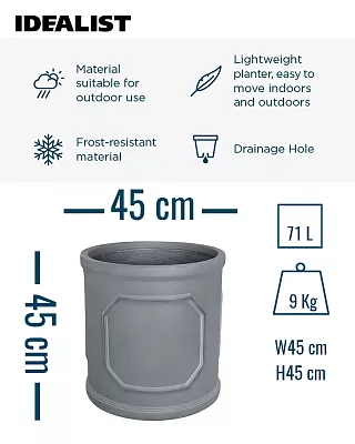 IDEALIST Chelsea Light Concrete Cylinder Garden Planter