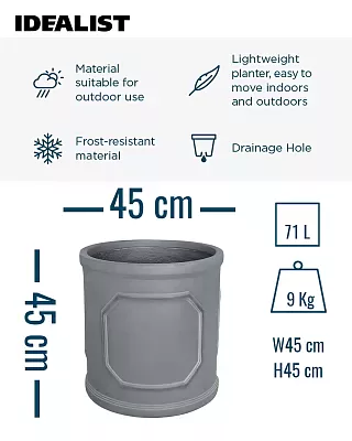 IDEALIST Chelsea Light Concrete Cylinder Garden Planter