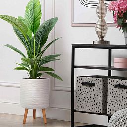 IDEALIST Lite Plaited Style Cylinder Planter on Legs, Round Pot Plant Stand Indoor