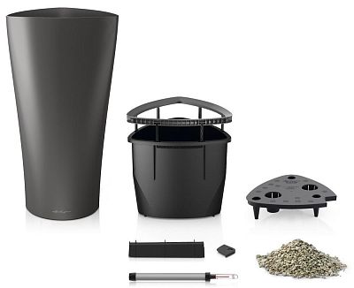 LECHUZA Delta Round Tall Poly Resin Self-watering Planter