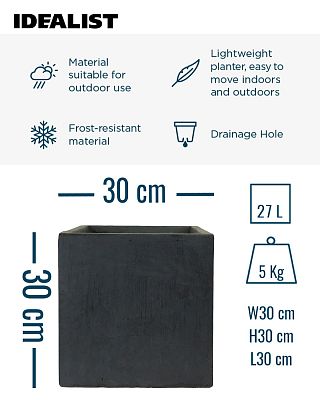 IDEALIST Lite Square Box Contemporary Light Concrete Planter