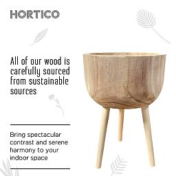 HORTICO GAIA Wooden House Planter with Legs, Tall Indoor Plant Pot Stand with Waterproof Liner