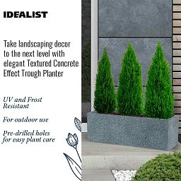 IDEALIST Lite Textured Concrete Effect Trough Outdoor Planter