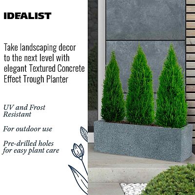 IDEALIST Lite Textured Concrete Effect Trough Outdoor Planter