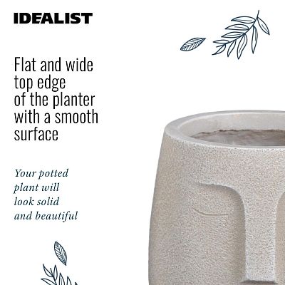 IDEALIST Lite Textured Concrete Effect Oval Indoor Face Pot