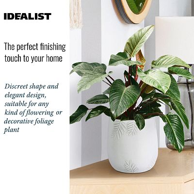 IDEALIST Lite Leaf Embossed Table and Hanging Plant Pot Dual Use Indoor Egg Planter