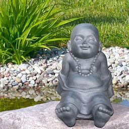 IDEALIST Lite Resting Baby Monk Grey Indoor and Outdoor Statue L31 W22.5 H26 cm