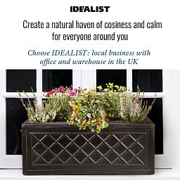 IDEALIST Lite Window Box Faux Lead Lattice Grey Light Stone Planter