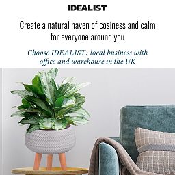 IDEALIST Lite Plaited Style Bowl Planter on Legs, Round Pot Plant Stand Indoor