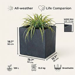 IDEALIST Lite Square Box Contemporary Light Concrete Planter