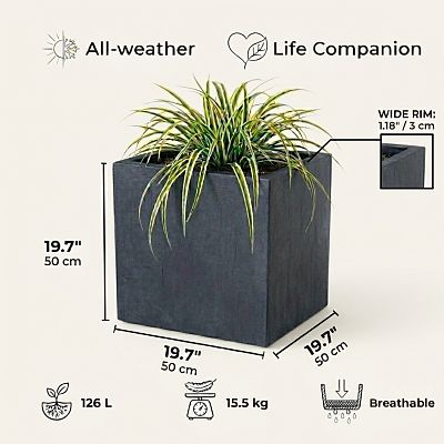 IDEALIST Lite Square Box Contemporary Light Concrete Planter