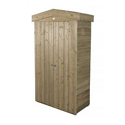 Installed Outdoor Pressure Treated Wooden Overlap Apex Tall Garden Store by Forest Garden