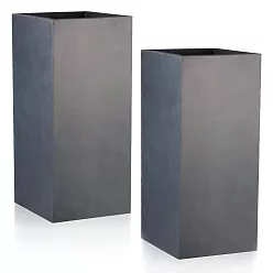 IDEALIST Lite Tall Square Contemporary Light Concrete Planter Set