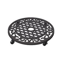 Heavy Weight Cast Iron Lattice & Scroll Plant Caddy on Wheels