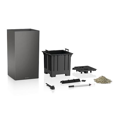 LECHUZA CANTO Premium High LED Square Tall Poly Resin Self-watering Planter