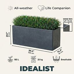 IDEALIST Lite Contemporary Light Concrete High Trough Planter