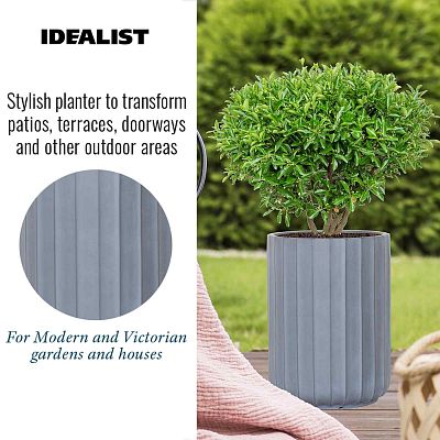 IDEALIST Lite Modern Ribbed Cylinder Round Outdoor Planter